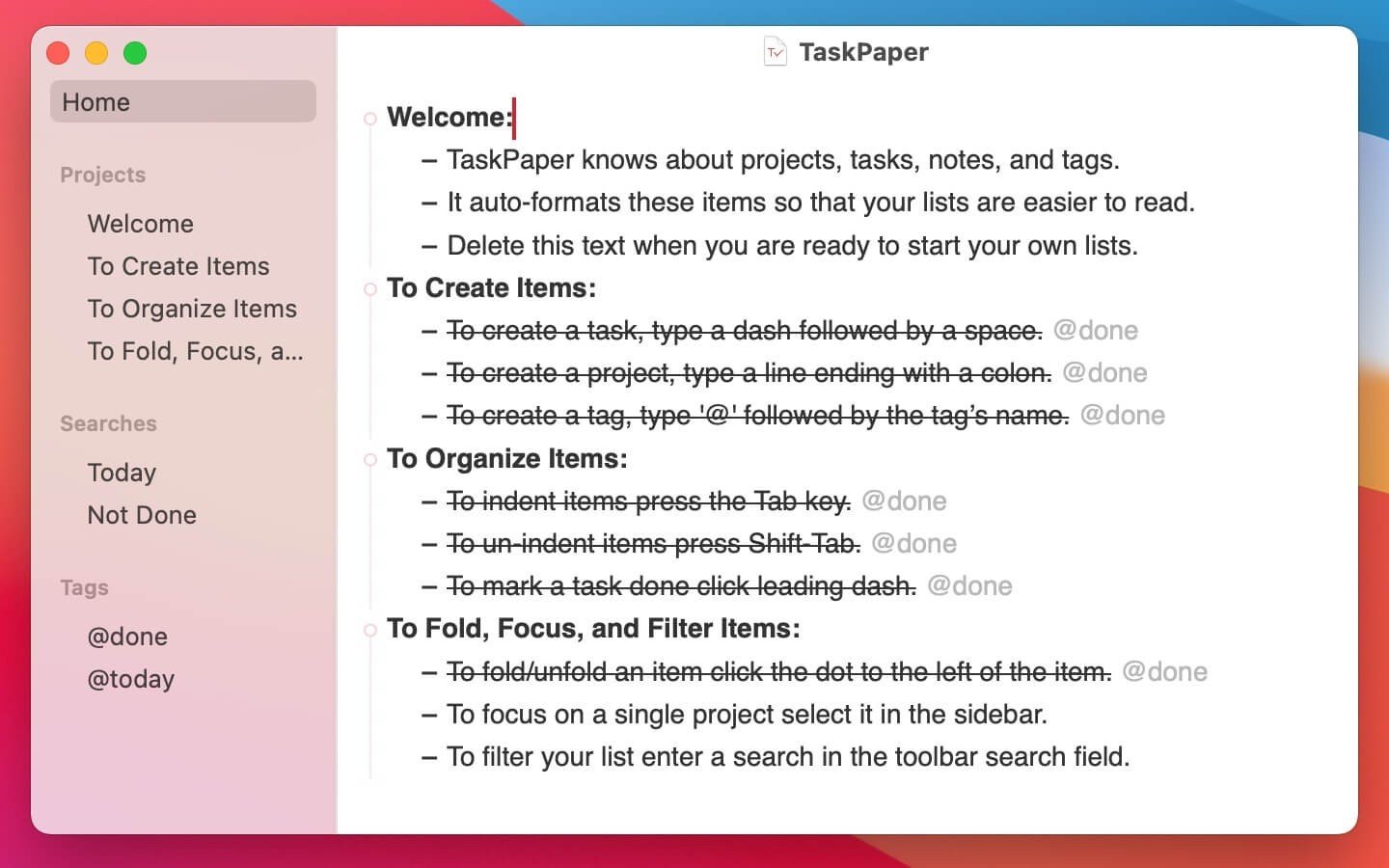 TaskPaper 截图 1