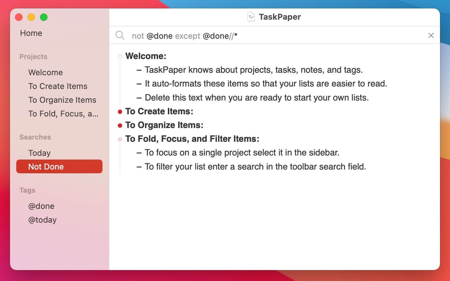 TaskPaper 截图 2