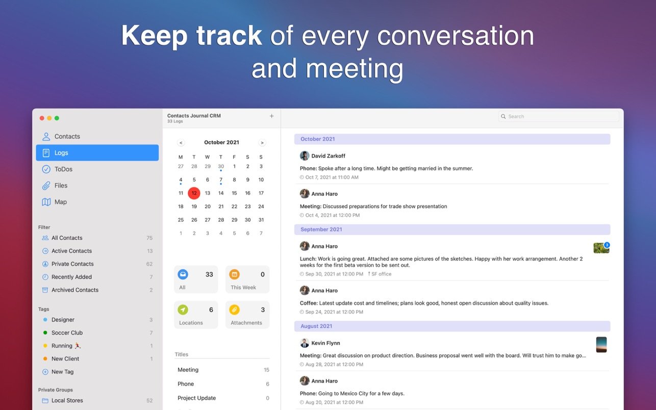 Contacts Journal CRM 截图 2
