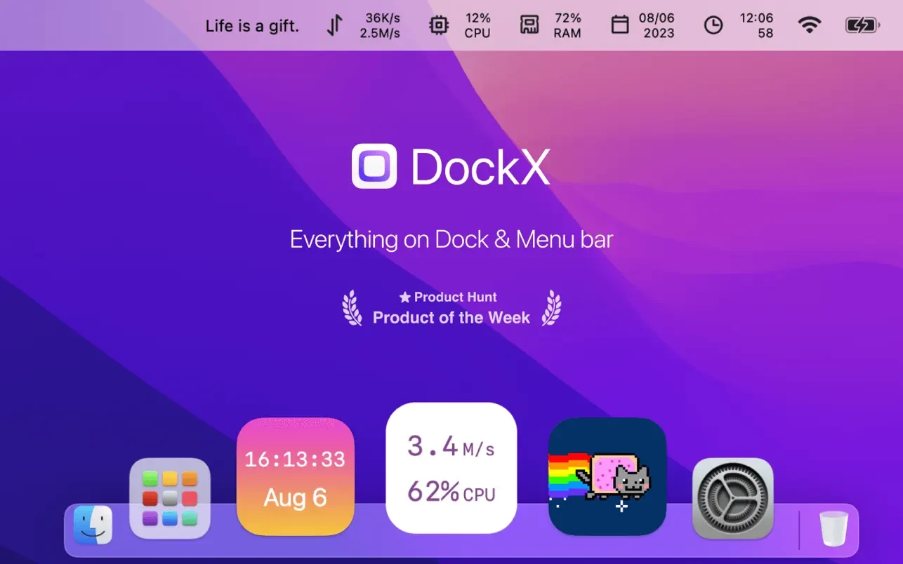 DockX - System Status on Dock 截图 1