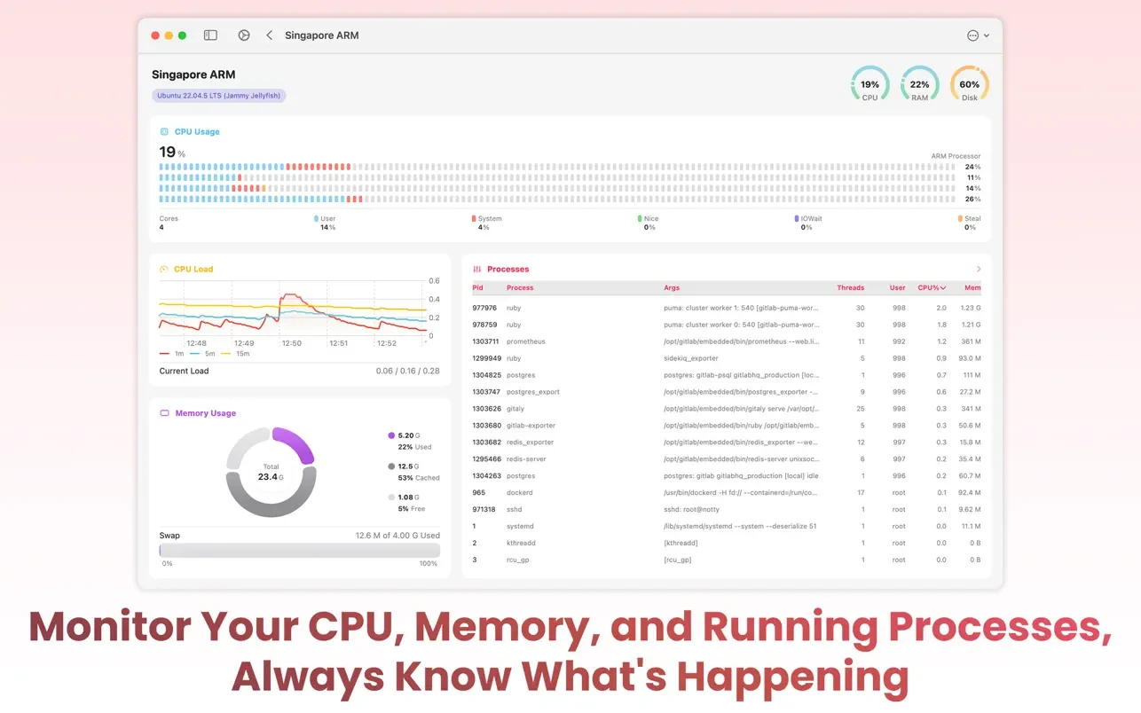 SwiftServer - Monitoring & SSH 截图 2