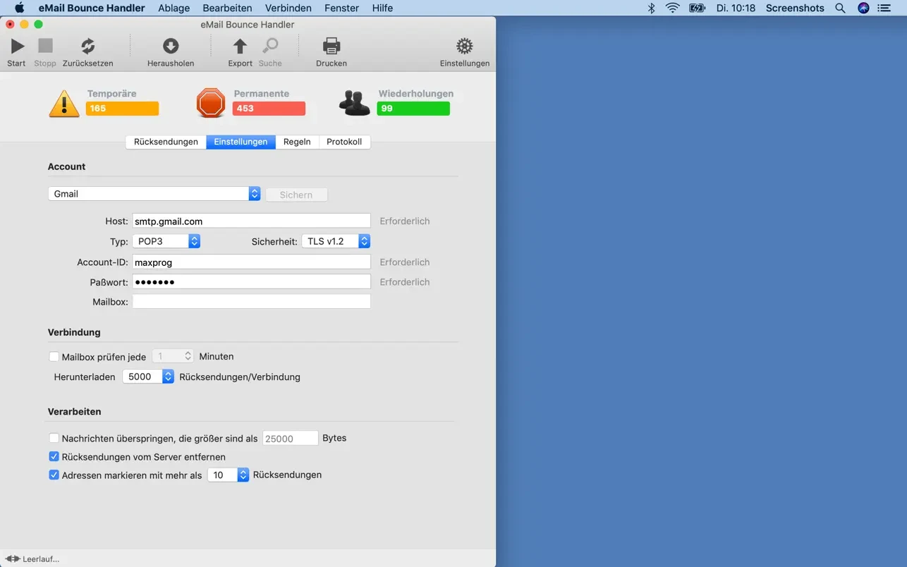 eMail Bounce Handler 截图 2