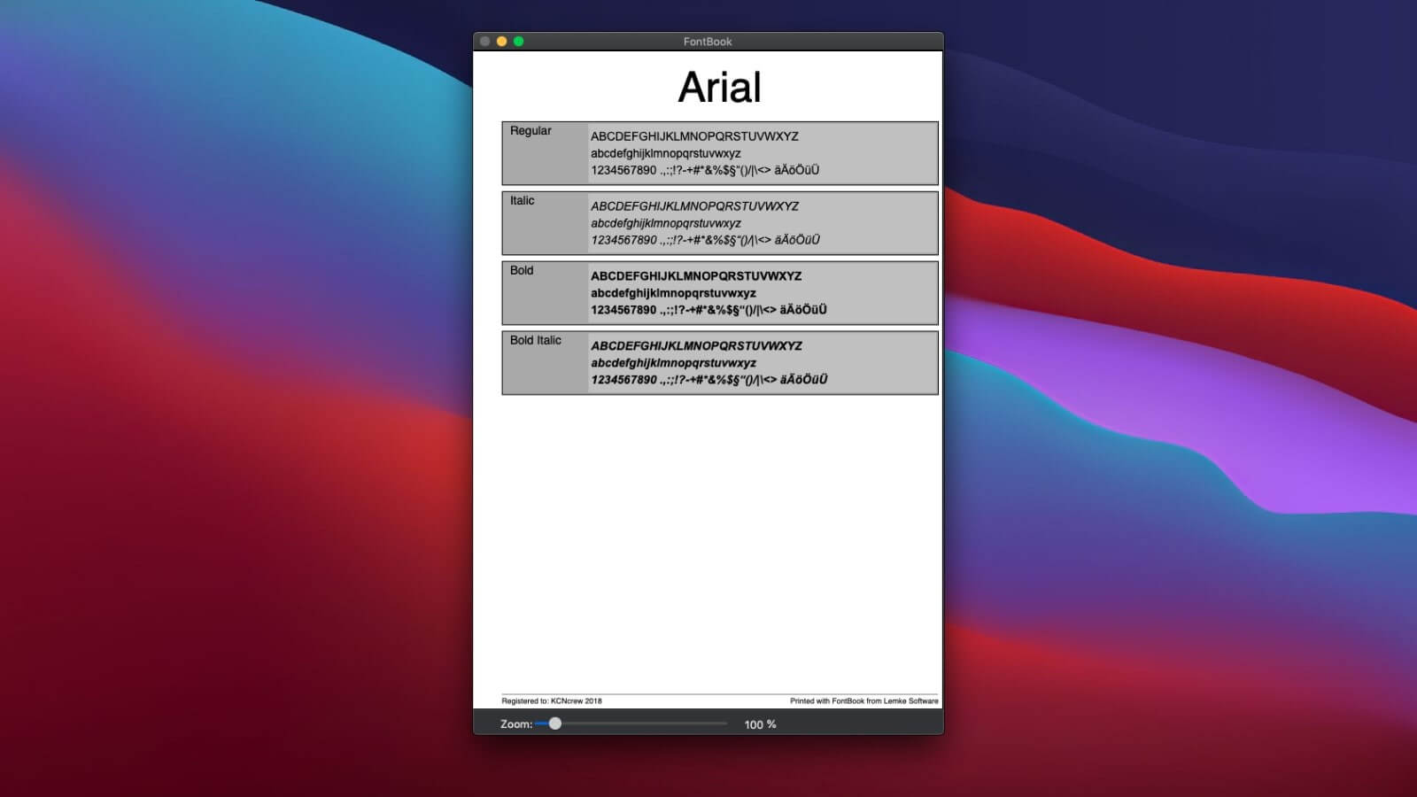 FontBook 截图 2