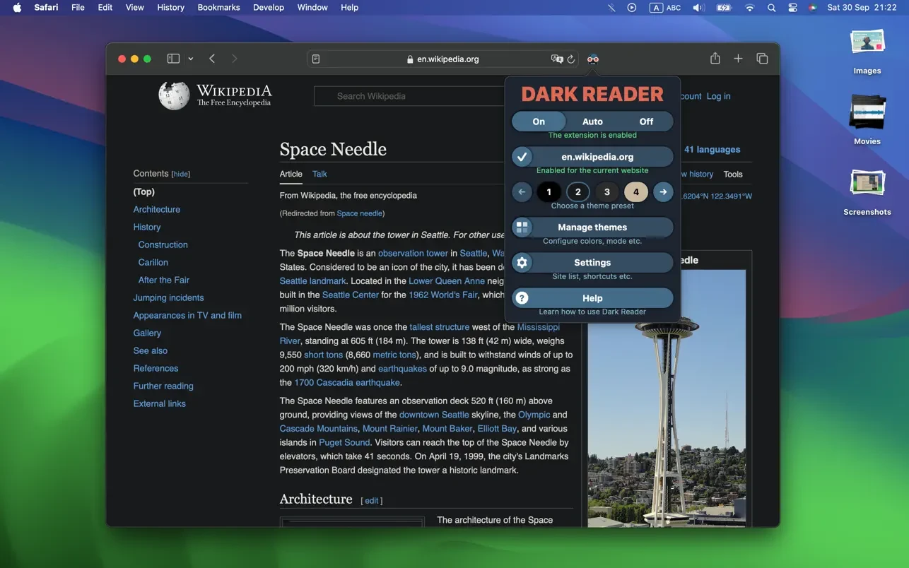Dark Reader for Safari 截图 1